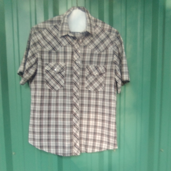 Men's Vintage Wrangler Pearl Snap Button Western Short Sleeve Shirt Size Large - Picture 1 of 5